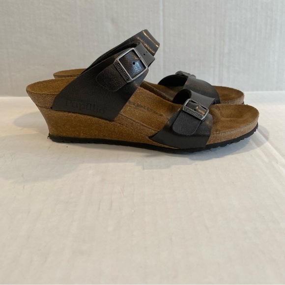Papillio by Birkenstocks Dorothy Black and Brown Wedge Shoes - Picture 2 of 10